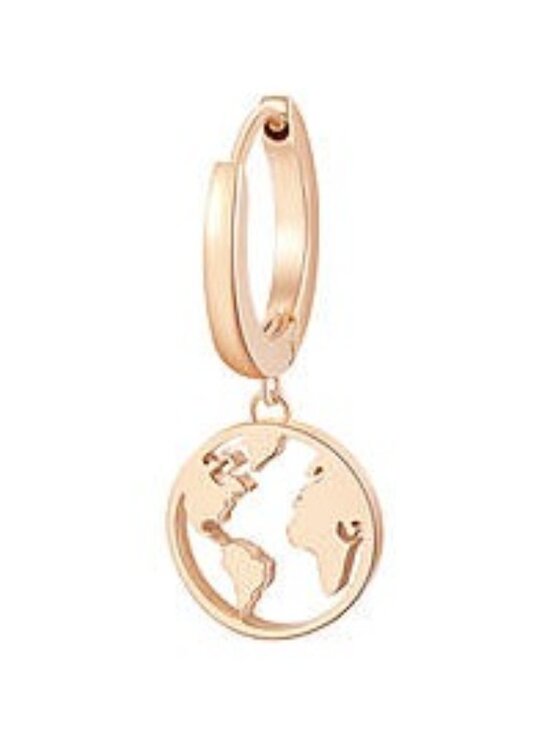 Brosway Jewelry - Gold-Tone Earth Globe Charm Hoop Earring Brosway